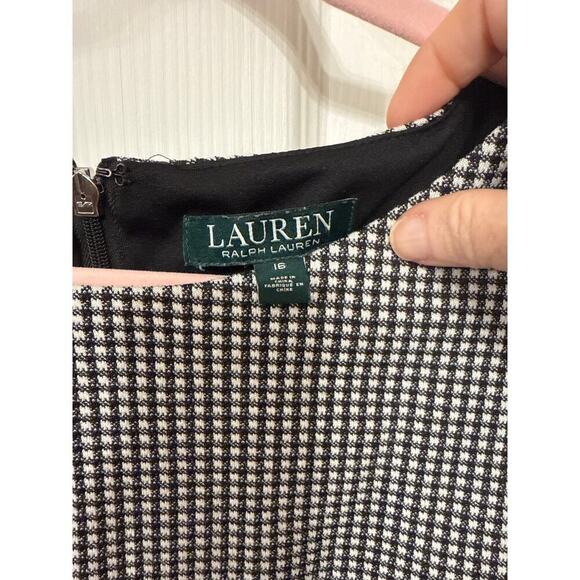 Lauren Ralph Lauren Womens Cierra Ruched Houndstooth Jacquard Sheath Dress, 16 - Picture 4 of 8